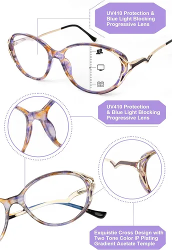 Miniatura 4 de OKH Women's Reading Glasses - Progressive Multifocus Readers Blue Light Blocking Multifocal Transition Reading Glasses