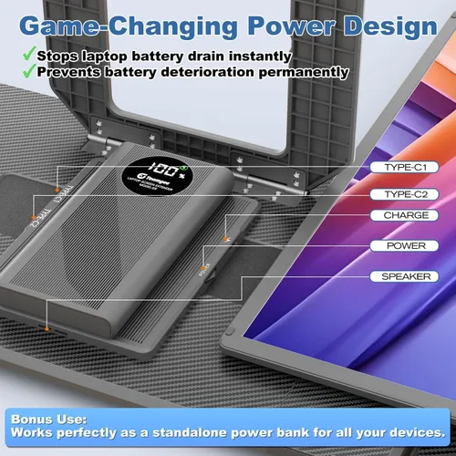 Miniatura 3 de Teamgee Extensor de pantalla para laptop de 15.6 pulgadas con banco de energía, monitor triple FHD 1080P, Plug & Play sin controlador