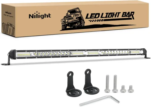 Miniatura 10 de Barra de luz led Nilight, de 21", combo de foco de 100 vatios e inundación, una fila de 9,000 lúmenes, para todo terreno, led 3D antiniebla y luz
