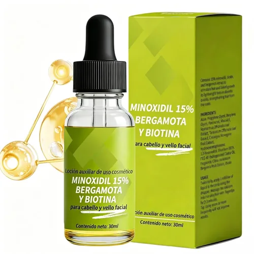 Suero de crecimiento del cabello de minoxidil al 15%, minoxidil para mujeres, monóxido para el crecimiento del cabello, para hombres y mujeres con