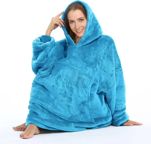 Miniatura 2 de Solaris - Sudadera tipo manta con capucha, cálida, supersuave y acogedora, de gran tamaño, de sherpa, para hombres y mujeres, con bolsillo grande