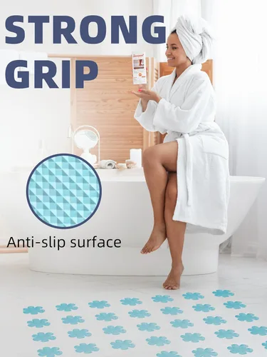 Miniatura 3 de Secopad Calcomanías para bañera antideslizantes, 24 piezas de peldaños de ducha de seguridad con raspado premium (azul)