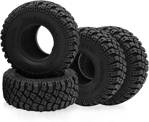 4 neumáticos 1.0 para terreno de barro, neumáticos de goma suave de 2.283 in para 1/18 Tra-xxa Trx4m 1/24 Axial SCX24 RC Crawler Car, D