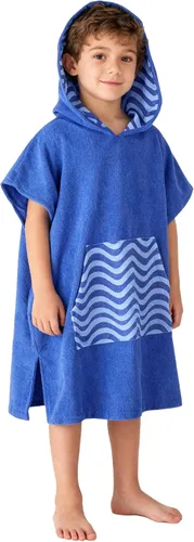 MissShorthair Toalla Poncho para niños, toalla de playa con capucha para niñas y niños, poncho de surf, bata cambiante, toalla de baño de Rayas