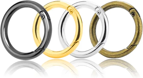 Paquete de 12 llaveros de clip de anillo de resorte de 1 pulgada, 4 colores de clips de mosquetón redondos, llaveros con gancho a presión y hebilla