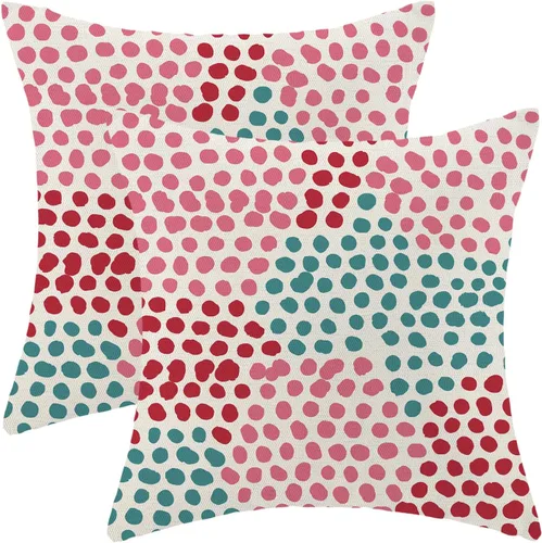 Miniatura 21 de CXMEIFLY Fundas de almohada de lunares 16x16 pulgadas, juego de 2 fundas de almohada azules y crema para exteriores, fundas de almohada decorativas