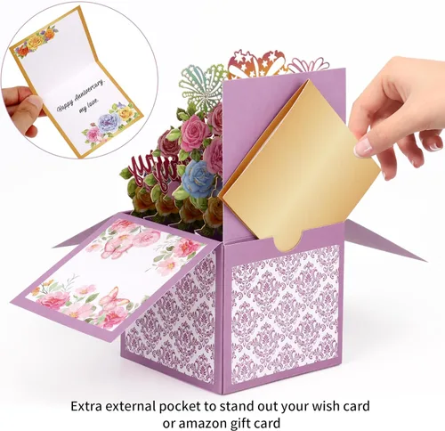 Miniatura 3 de Giiffu Tarjeta de feliz aniversario, tarjetas de aniversario emergentes en 3D, regalos para él, ella, esposa, marido, pareja, con sobre y tarjeta