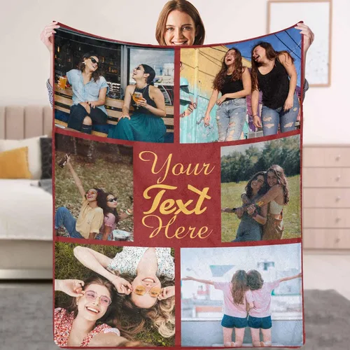 Miniatura 11 de YESCUSTOM Manta personalizada con texto fotográfico, manta personalizada con mis propias imágenes para Navidad, familia, mamá, papá, perro