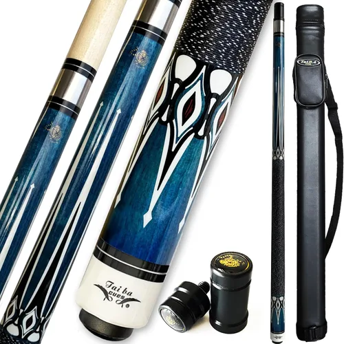 Miniatura 9 de Tai ba cues Palo de billar, punta de cuero multicapa de 13 mm, 58 pulgadas, envoltura de lino, palo de billar profesional de madera dura de arce B1