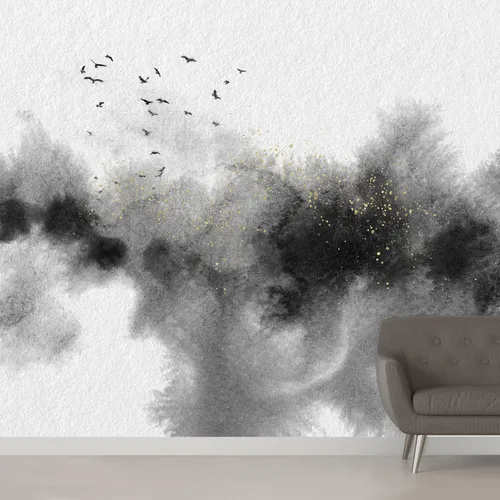 Miniatura 19 de SIGNWIN Adhesivo mural removible para pared, acuarela, pastel, tormenta, nube, lago, pantano, naturaleza, desierto, bellas artes, duotono, paisaje