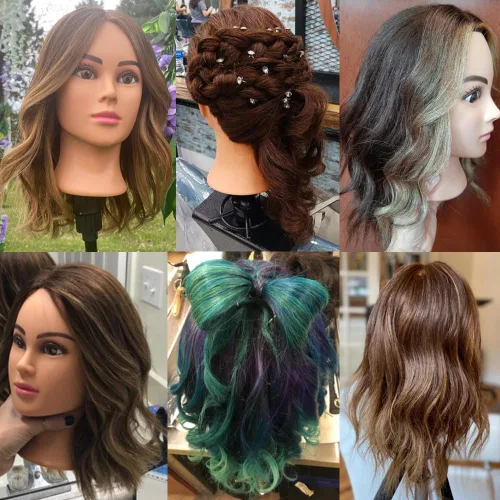 Miniatura 6 de Hairingrid Cabeza de Maniquí 20"-22" 100% Cabello Humano Peluquería Cosmetología Maniquí Cabeza de Entrenamiento de Cabello y Soporte de Abrazadera