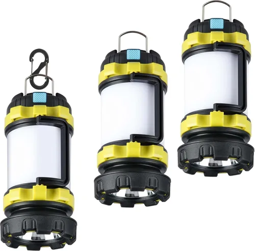 Miniatura 9 de Paquete de 2 linternas de campamento, luz LED para acampar al aire libre, linternas recargables con 1000 lm, 6 modos, banco de energía de 4000 mAh