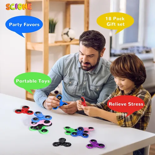 Miniatura 4 de SCIONE Paquete de 18 juguetes giratorios para ansiedad a granel para niños y adultos, juguetes para ansiedad a granel, spinner de mano para bolsas