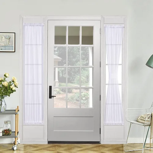Miniatura 21 de Demetex Cortinas francesas para puerta delantera, juego de 2 paneles de cortina semitraslúcidos de lino para puerta delantera, pequeños