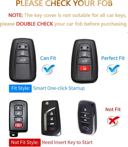 Miniatura 2 de OFFCURVE Funda para llavero Toyota con soporte para llavero compatible con Toyota RAV4 Camry Corolla Avalon C-HR Prius GT86 Highlander 2018-2022