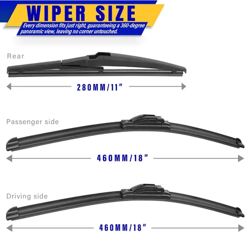 Miniatura 2 de 3 limpiaparabrisas de repuesto para Chevy Chevrolet HHR 2006-2011, escobillas limpiaparabrisas de repuesto de equipo original - 18"/18"/11