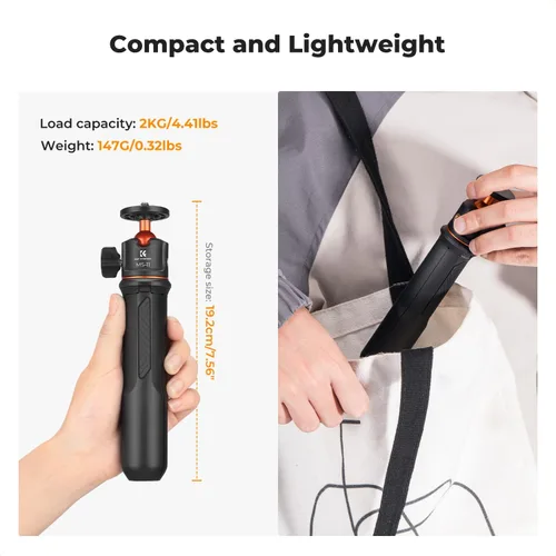 Miniatura 7 de K&F CONCEPT MS11 - Trípode para selfie, 23.6 in/23.6 pulgadas, cabeza de bola extensible, mango para selfie para GoPro Hero 13/12/11 Max2 DJI Osmo