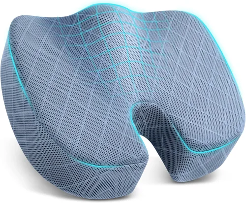 Miniatura 17 de TushGuard - Cojín para asiento de oficina/coche, almohadilla antideslizante para silla para aliviar el dolor de ciática, coxis y espalda, almohada
