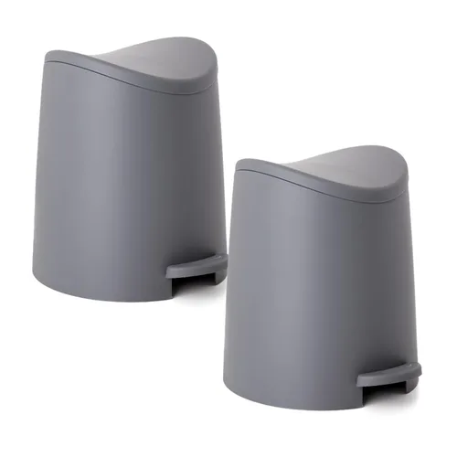 Miniatura 10 de Superio MIni - Basurero de plástico con tapa, 3 litros, color negro, moderno, curvado, con pedal de pie, mini cubo de basura de cocina, cierre