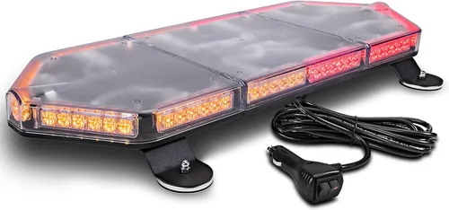 Miniatura 27 de NanoFlare NFMB56 Mini Barra de Luz Estroboscópica LED Roja Blanca de 17" 12V 56W [Clase SAE 1] [Imán/Montaje Permanente] Barra de Luz de Baliza