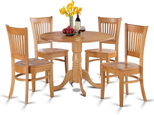 Miniatura 11 de East West Furniture DLVA3-BLK-W, juego de dinette de 3 piezas para espacios pequeños que incluye una mesa de comedor redonda con hojas abatibles y 2