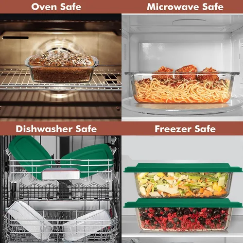 Miniatura 5 de Razab LARGE 7.6 Cups/1800 ML/1.9 Qt Glass Loaf Pan with Lids - Meatloaf Pan BPA free Airtight Lids Grip Handle Easy Carry, Microwave and Oven Safe
