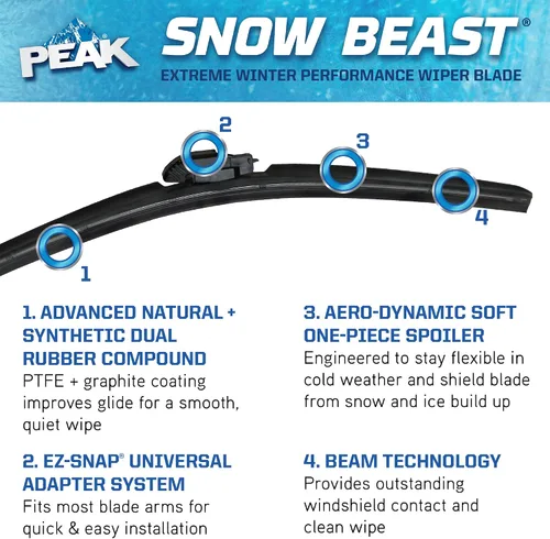Miniatura 4 de PEAK Snow Beast Winter - Escobilla para limpiaparabrisas, 13 pulgadas