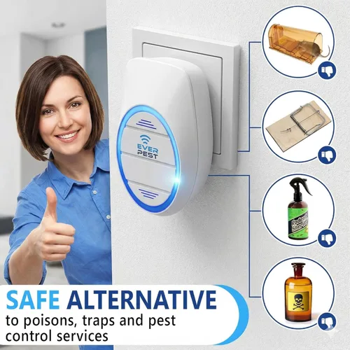Miniatura 2 de Repelente ultrasónico de control de plagas (paquete de 2) Enchufe para pulgas, ratas, cucarachas, mosquitos, cucarachas, roedor, araña, escorpión