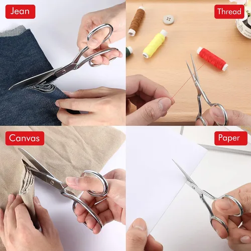 Miniatura 7 de JARVISTAR Paquete de 2 tijeras de tela resistentes: acero inoxidable, cuchillas afiladas para bordar, costura de tela, artesanía en cuero