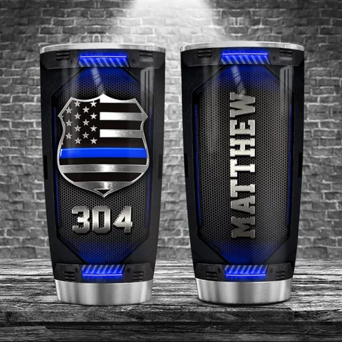 Miniatura 4 de winorax Regalos de policía - Vaso personalizado de línea azul delgada con la bandera de Estados Unidos, Academia de Policía, regalos de graduación