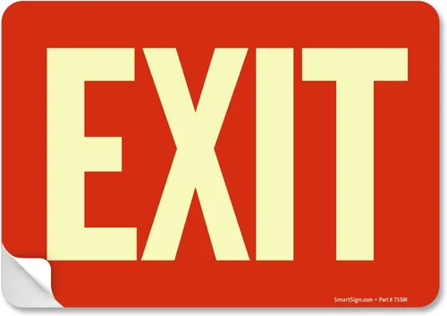 Miniatura 5 de SmartSign Letrero de metal "Exit", 4 x 6.5 pulgadas de aluminio de 40 mil de grosor, brilla en la oscuridad, fabricado en Estados Unidos Aluminio