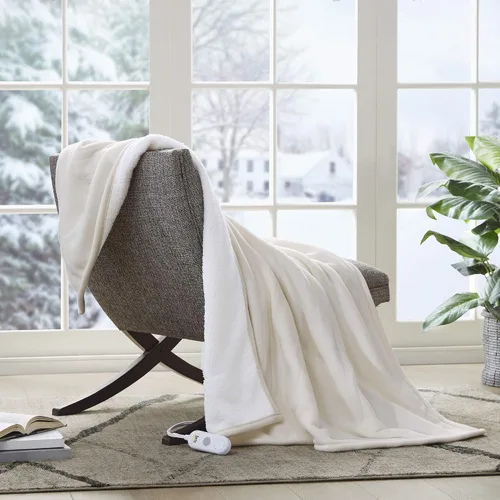 Miniatura 35 de Serta - Manta de vellón sherpa reversible, ultrasuave y tejida, manta térmica, manta eléctrica; cómoda, agradable y abriga y protege del frío