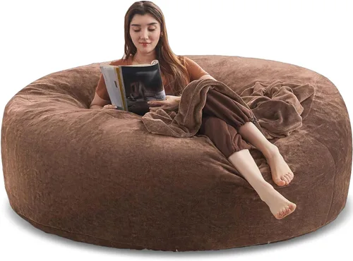 Miniatura 20 de LKD Puf para adultos, 4 pies, puf con relleno, de espuma viscoelástica, puf de felpa, adecuado para dormitorio, balcón, juegos, ocio, lectura