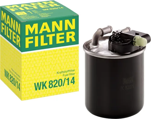 Mann-Filter WK 820/14 Filtro de combustible compatible con modelos selectos de Sprinter de Mercedes-Benz con conector de drenaje de agua corto con