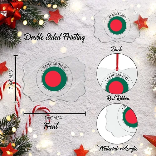 Miniatura 3 de Decoraciones para árbol de Navidad de Bangladesh, adornos de bandera nacional de Bangladesh para árbol de Navidad, regalo de recuerdo de país