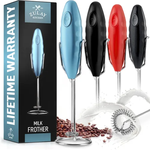 Miniatura 41 de Varita de espumador de leche mini y potente – Potente espumador de café de mano, mezclador de bebidas operado con batería – Tamaño de bolsillo Azul