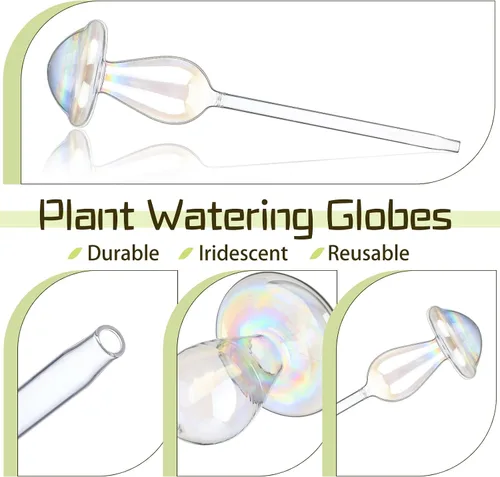 Miniatura 3 de meekoo 10 globos de riego de plantas de vidrio para riego automático al aire libre, dispositivo de inserción de maceta con degradado de arco iris
