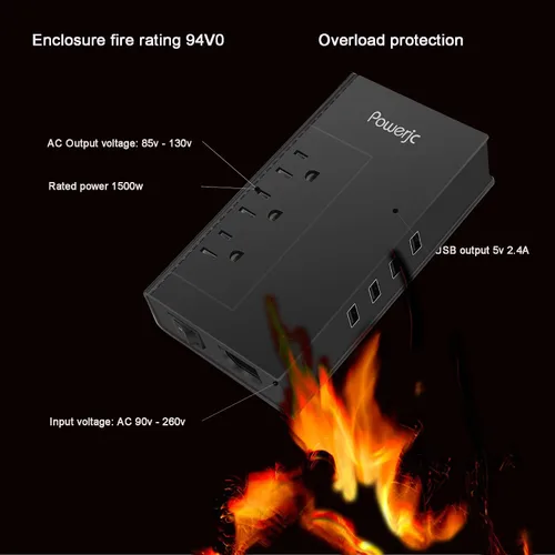 Miniatura 3 de Adaptador de corriente reductor de viaje convertidor de voltaje de 220 V a 110 V 1500 W con 4 puertos USB inteligente de carga para secador de pelo