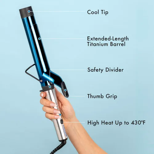 Miniatura 4 de BabylissPRO Nano Titanium Professional Curling Iron with Extended/Long Barrel Perfect for Longer Hair Azul