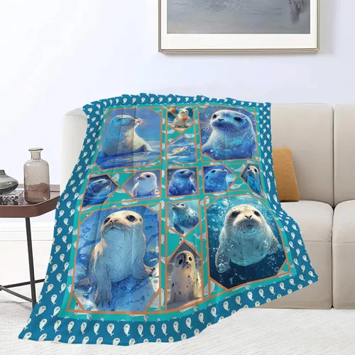 Miniatura 3 de Manta de Foca del Océano, Regalos de Focas para Niños, Niñas, Adultos, Mujeres y Hombres, Suave, Acogedora, Cálida, Felpa Esponjosa, Mullida
