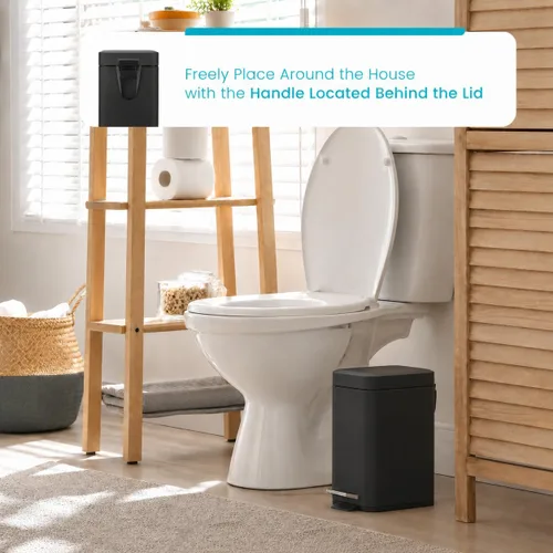 Miniatura 6 de Home Zone Living 1.3 galones pequeño cubo de basura para baño con tapa y pedal de paso, cesto de basura de acero inoxidable con diseño delgado
