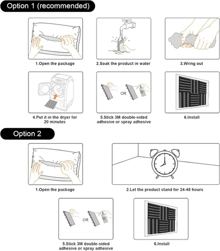 Miniatura 4 de JBER - Paquete de 12 paneles acústicos de espuma para pared de estudio, acolchonados, insonorizados, ignífugos, de 1 x 12 x 12 pulgadas Negro No