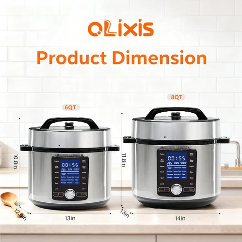 Miniatura 4 de OLIXIS Olla a presión eléctrica 12 en 1 de 6 cuartos de galón, olla multicocina de acero inoxidable, olla arrocera, vaporera, yogur, olla de cocción