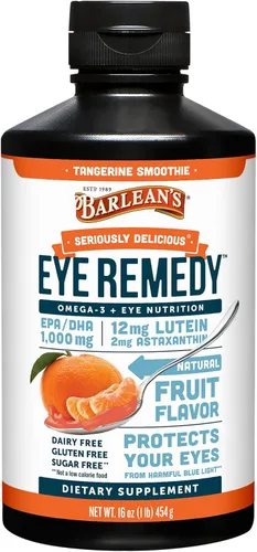 Barlean's Omega 3 Eye Remedy Suplemento líquido de aceite de pescado con luteína, astaxantina y zeaxantina, 1000 mg de ácidos grasos EPA y DHA,