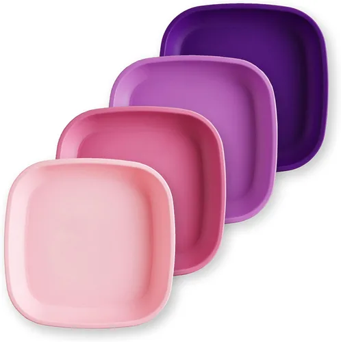 Miniatura 15 de Re-Play Juego de 4 platos para niños pequeños fabricados en Estados Unidos de 7 pulgadas, con tapa, 22 onzas, platos de plástico apilables, aptos
