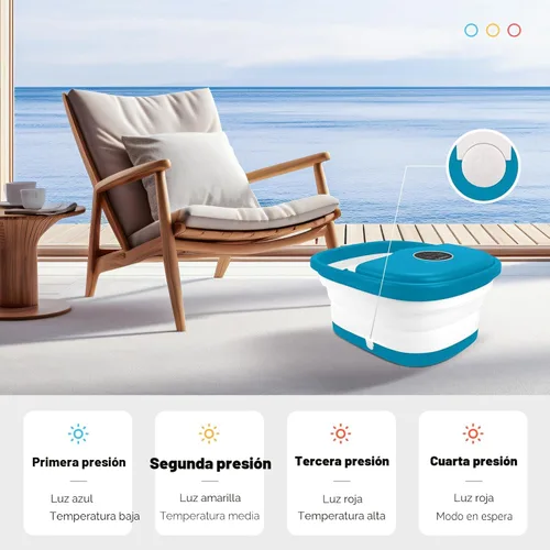Miniatura 7 de KNQZE Spa de pies plegable con calor, control remoto, control de temperatura, burbujas, piedra pómez, luz roja, temporizador, 16 rodillos de masaje