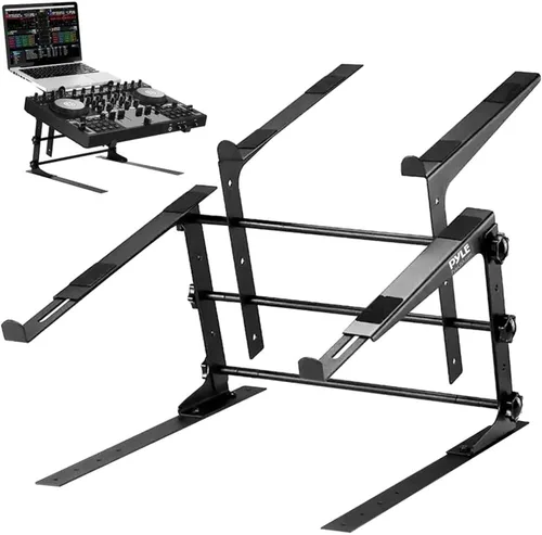 Miniatura 9 de Pyle PLPTS38 dispositivo universal dual de soporte para portátil, equipos de sonido estación de trabajo para mezclado de DJs