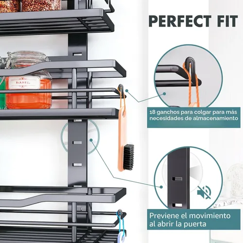 Miniatura 6 de Eastherry Organizador de despensa para puerta, organizador de 9 niveles sobre la puerta con cesta ajustable, organizadores de despensa colgantes