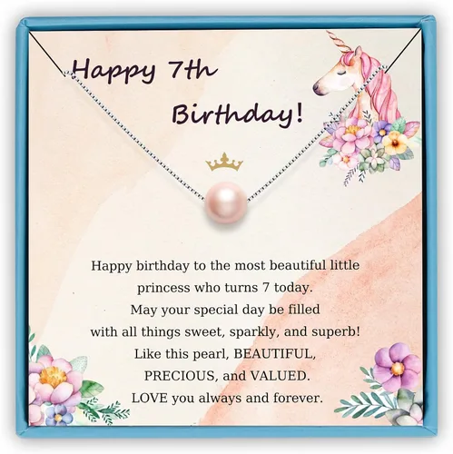 Miniatura 55 de Sereney Regalos de cumpleaños para niñas y mujeres, collar de perlas de plata esterlina como regalo de cumpleaños de 7, 9, 10, 11, 13, 15, 16, 18
