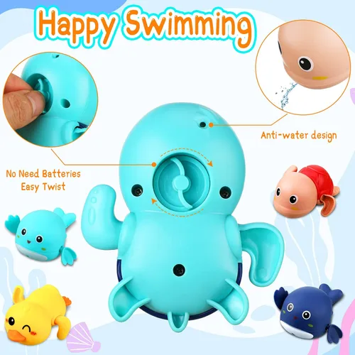 Miniatura 3 de Los juegos de juguetes de baño incluyen 12 juguetes flotantes con 2 redes de pesca en forma de pato, juegos de piscina, juguete para bañera y ducha